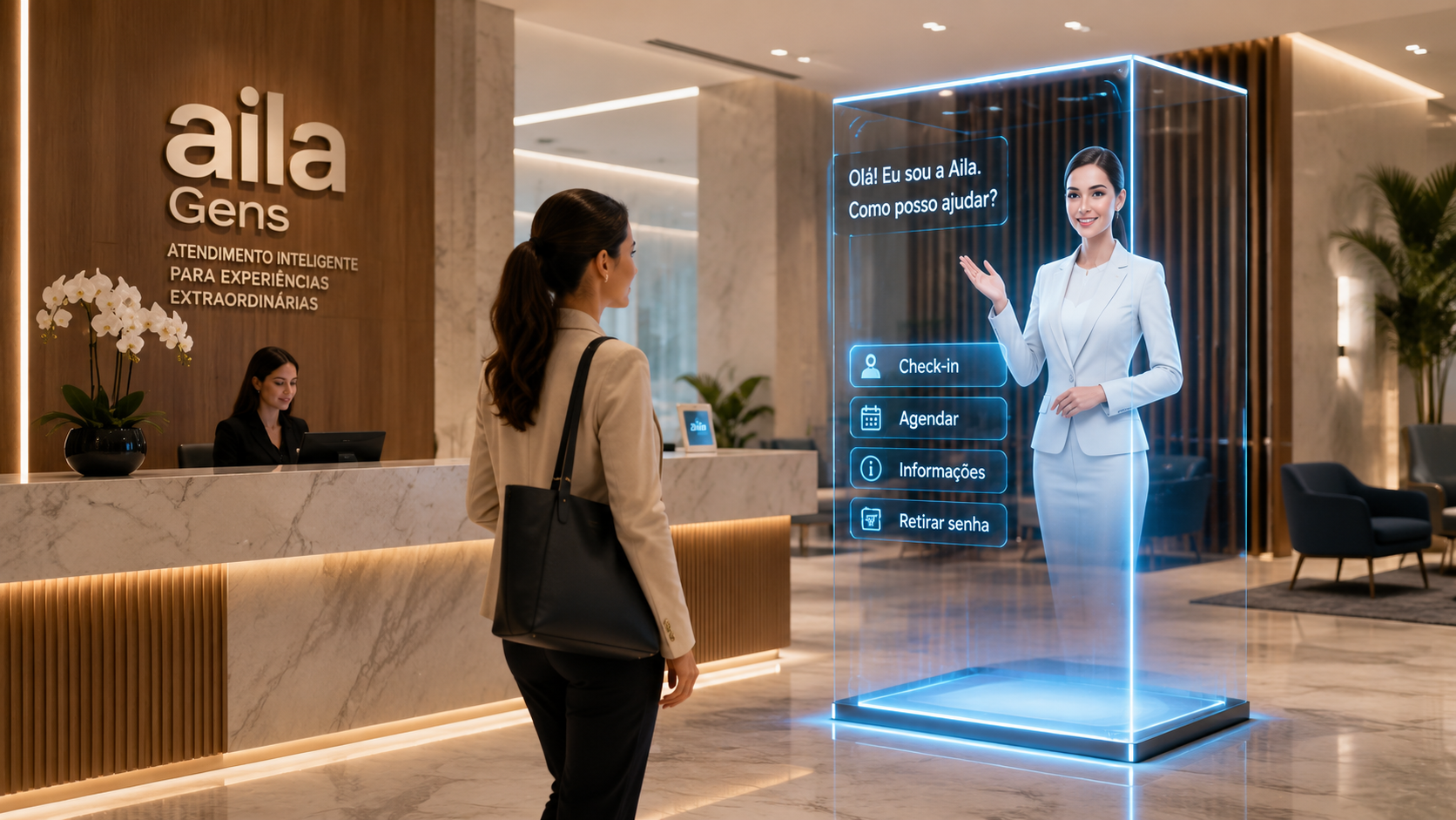 Aila Holo Prism com Holo Touch em uma recepção premium